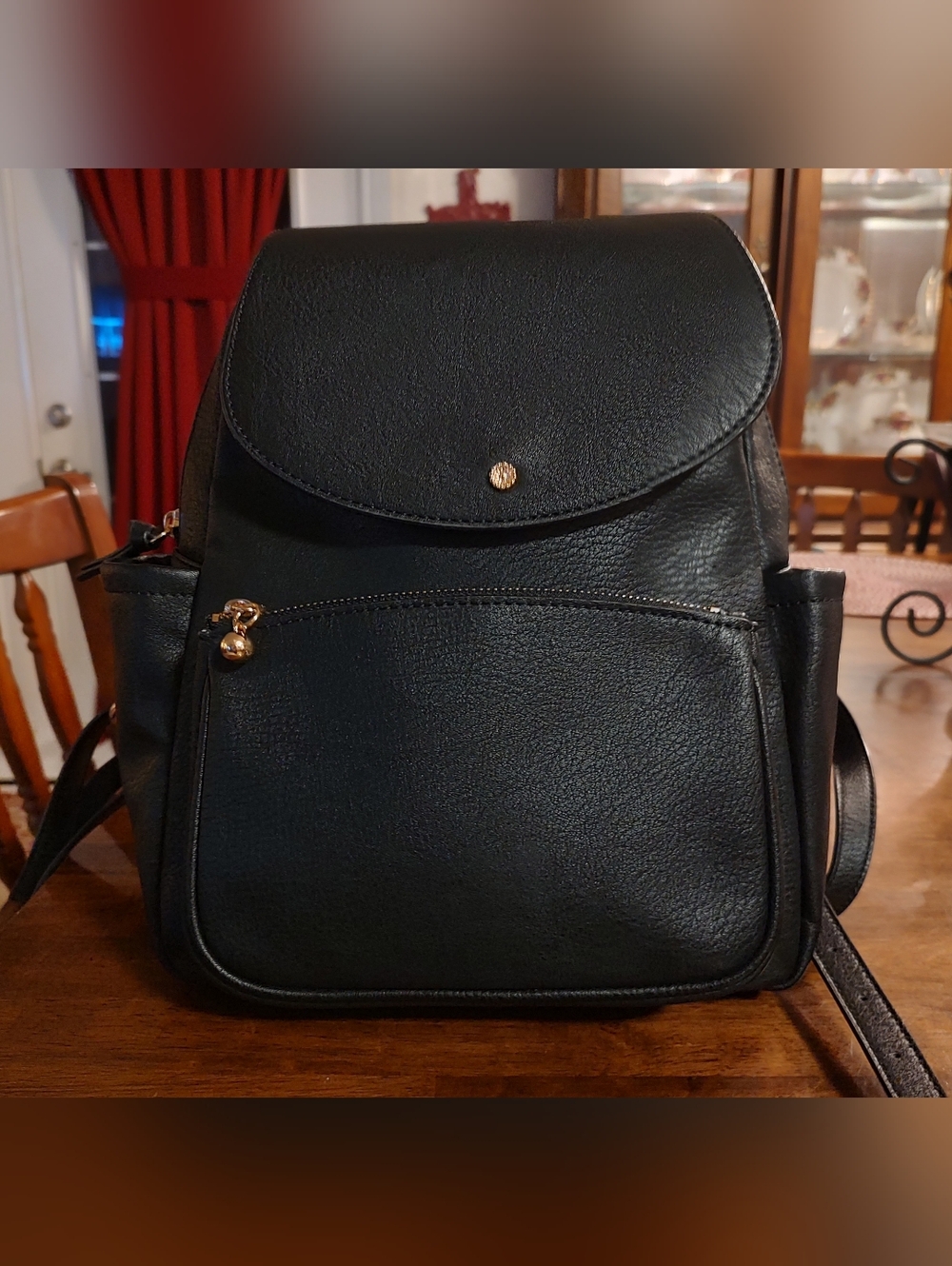 Lauren Conrad Classic Black Women's Backpack Purse - Gold Hardware